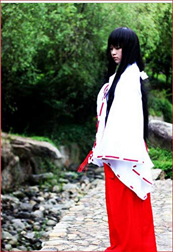 Kikyo Kikyo Kikyou - Disfraz de Cosplay de manga Anime Inuyasha blanco y rojo. XL (169/174 cm altura)