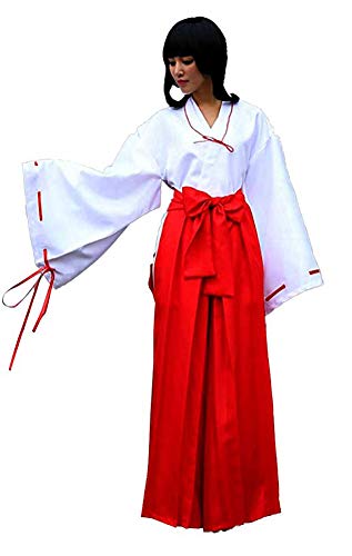 Kikyo Kikyo Kikyou - Disfraz de Cosplay de manga Anime Inuyasha blanco y rojo. XL (169/174 cm altura)