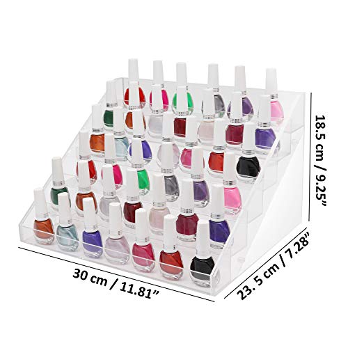 Kurtzy Organizador de Esmalte uñas 6 Niveles con Tornillos de plástico - Soporte de Esmalte uñas acrílico (30 x 23,5 x 18,5cm) - Soporte Almacenamiento Capacidad de 60 Botellas tamaño estándar