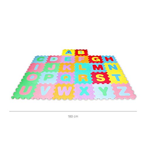 Lalaloom LEARNMAT - Alfombra infantil con letras para juego (alfombra puzzle para bebe con suelo de espuma EVA para habitación), 180x120x1 cm, Multicolor