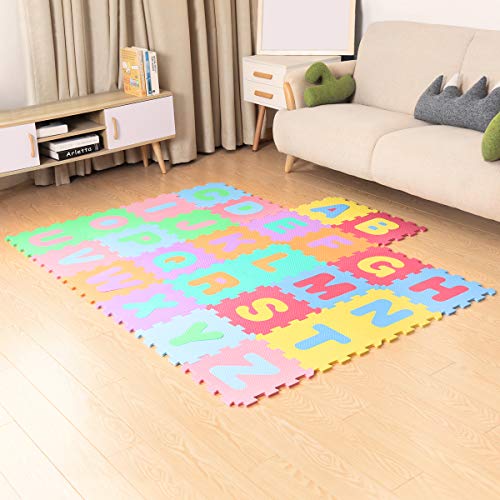Lalaloom LEARNMAT - Alfombra infantil con letras para juego (alfombra puzzle para bebe con suelo de espuma EVA para habitación), 180x120x1 cm, Multicolor