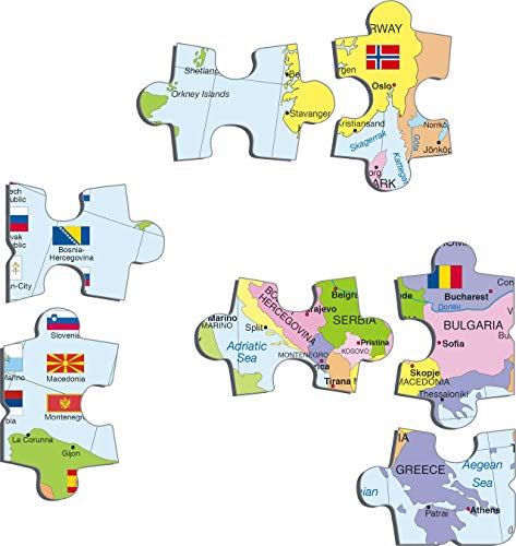 Larsen K2 Mapa político de Europa, edición en Inglés, Puzzle de Marco con 48 Piezas