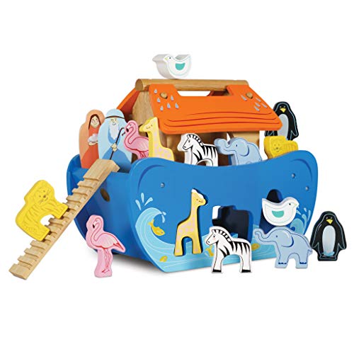 Le Toy Van - Arca de Noé de madera | Puzzle de animales clasificador de formas | Recomendado para niños y niñas - A partir de +24 meses