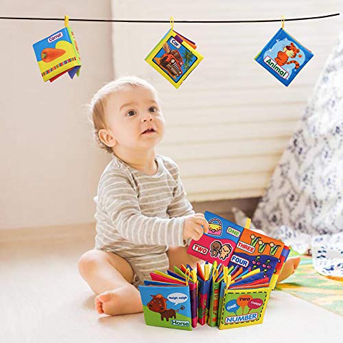 LEADSTAR Libros de Tela para Bebé, Bebé Libro de Suave, Libro de Cognición Paño Adecuados Durante 3 Meses a 3 Años de Edad los Niños Bebé, Juego de 6