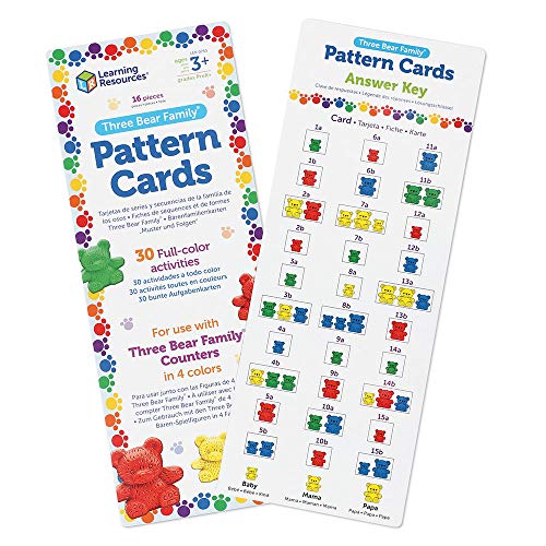 Learning Resources- Compare Bears Pattern Cards Tarjetas de Series Originales Three Bear Family, Color (LER0753)