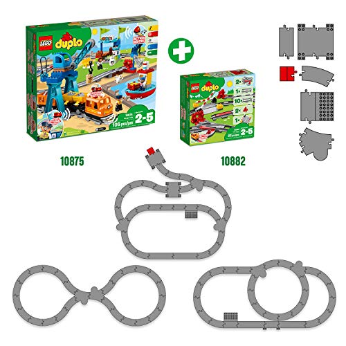 LEGO 10882 DUPLO Town Vías ferroviarias, Juguete de Construcción para Niños de +2 años, Accesorio para Trenes