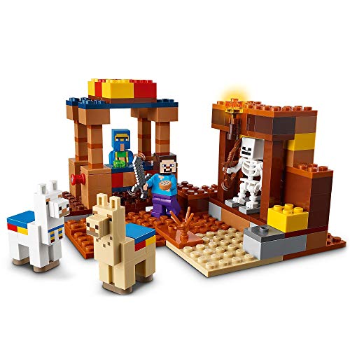 LEGO 21167 Minecraft El Puesto Comercial, Set de Construcción con Figuras de Steve, Esqueleto y Llamas, Juguete para niños y niñas +8 años