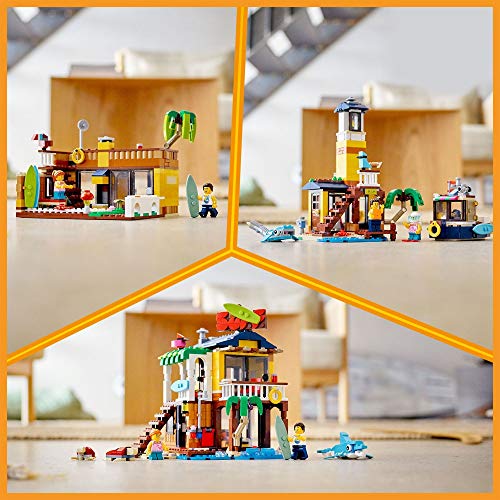LEGO 31118 Creator 3en1 Casa Surfera en la Playa Set de Construcción con Faro y Casa de Verano con Piscina