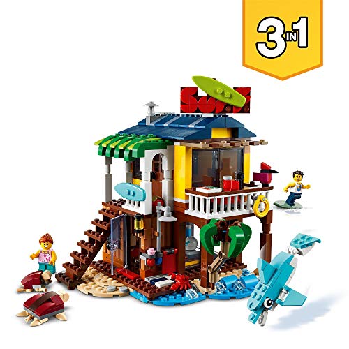 LEGO 31118 Creator 3en1 Casa Surfera en la Playa Set de Construcción con Faro y Casa de Verano con Piscina