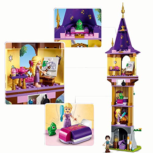 LEGO 43187 Disney Princess Torre y Castillo de Rapunzel, Set de Juguete con 2 Minifiguras de la película Enredados