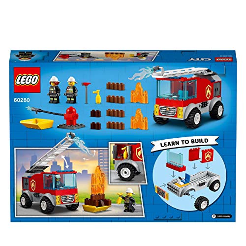 LEGO 60280 City Camión de Bomberos con Escalera Juguete de Construcción con Figuras de Bomberos para Niños y Niñas a Partir de 4 Años