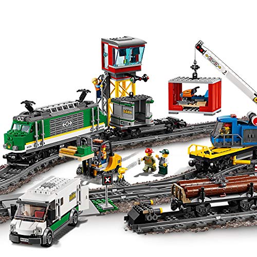 LEGO City 60198 Tren De Mercancías, Juguete con Motor y Control Remoto Bluetooth con 3 Vagones, Pistas y Accesorios para Niños a partir de 6 años