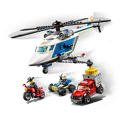 LEGO City Police - Policía: Persecución en Helicóptero, Juguete de Construcción a Partir de 5 Años, Contiene un Imán para Atrapar Objetos Magnéticos, un Camión de Fuga y una Moto (60243)