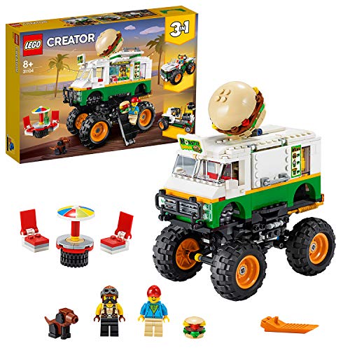 LEGO Creator - Monster Truck Hamburguesería, Juguete de Construcción 3 en 1, Construye un Todoterreno o un Tractor, Set a Partir de 8 Años (31104) , color/modelo surtido