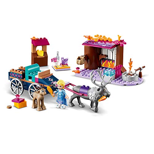 LEGO Disney Princess - Aventura en Carreta de Elsa, Juguete de Construcción del Carruaje de Frozen 2, Incluye Minifiguras de 2 ciervos (41166)