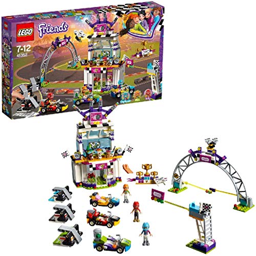LEGO Friends - Día de la Gran Carrera, Juguete de Karts para Niñas y Niños de 7 a 12 Años con Mini Muñecas, Incluye Podio, Trofeos y Accesorios (41352)