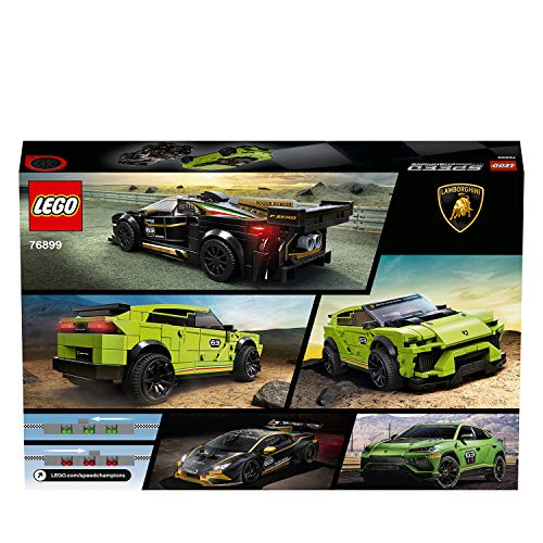 LEGO Speed Champions - Lamborghini Urus ST-X & Lamborghini Huracán Super Trofeo EVO, Set de Construcción con 2 Coches para Jugar a las Carreras (76899)