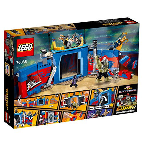 LEGO Super Heroes - Lucha por la Libertad en la Arena con Hulk y Thor, Juguete de Aventuras de Superhéroes Basado en la Película de Thor Ragnarok (76088)