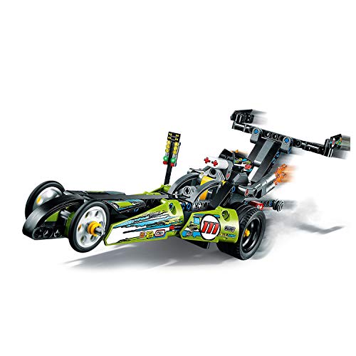 LEGO Technic - Dragster, Juguete de Construcción de Coche de Carreras con Motor Pull-back, Set 2 en 1 (42103)