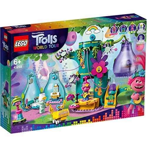 LEGO Trolls - Fiesta en Pop Village, Set de Construcción de Casa de Muñecas Inspirado en la Película de Animación, Incluye Minifigura de Poppy, Branch, Cooper y Guy Diamond (41255)