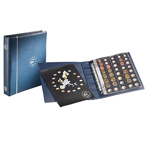 Leuchtturm 336883 Álbum de monedas de euro en formato OPTIMA, azul