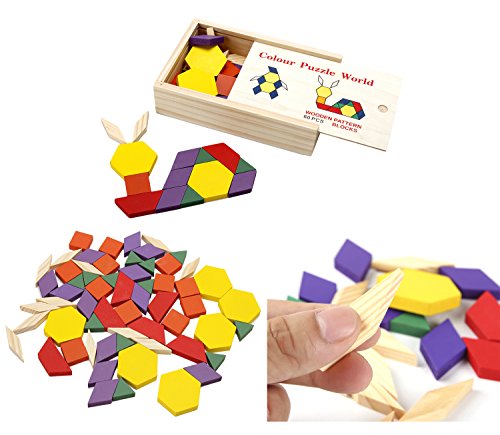 Lewo Tangrams Set niños Brain Training Geometría Juegos Puzzles patrón Bloques (60 Unidades)