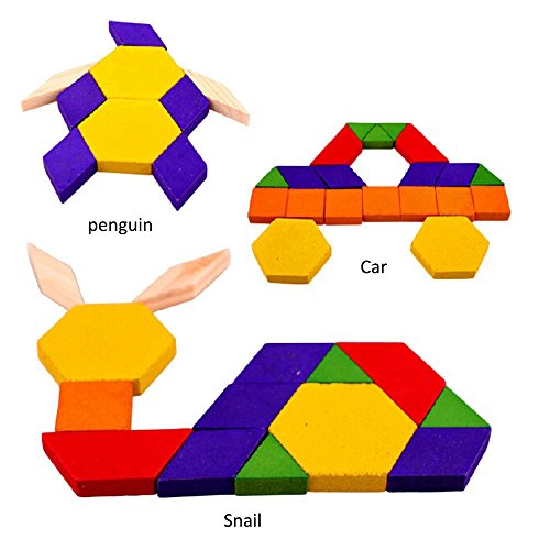 Lewo Tangrams Set niños Brain Training Geometría Juegos Puzzles patrón Bloques (60 Unidades)