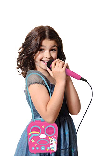 Lexibook, alta, Unicornio-Karaoke Micro Star inalámbrico, con Bluetooth, micrófono, toma auxiliar, puerto USB, altavoz portátil color ROSA, a partir de 3 años (BTC050UNI)