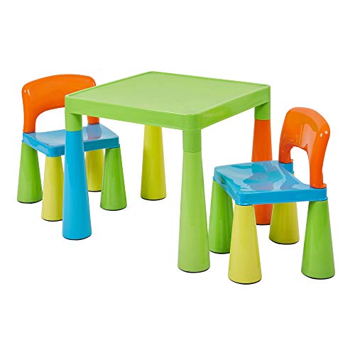 Liberty House Toys Children's Table with 2 Chairs Mesa Infantil de plástico con 2 sillas, Azul, 45.5cm H x 50.8cm W x 50.8cm D