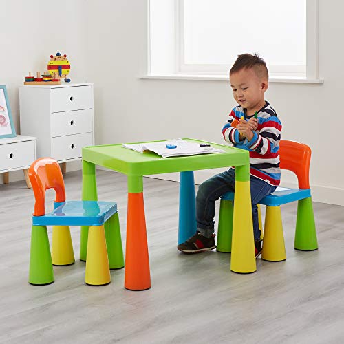 Liberty House Toys Children's Table with 2 Chairs Mesa Infantil de plástico con 2 sillas, Azul, 45.5cm H x 50.8cm W x 50.8cm D