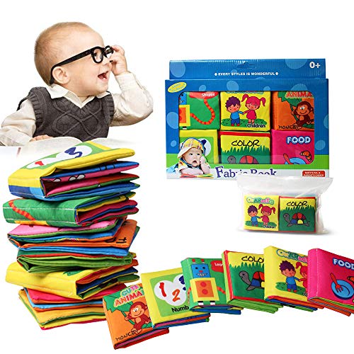 Libro de Cognición del bebé (6 PCS),Wholethings Desarrollo de inteligencia Animal Cloth Libro Aprendizaje y actividad Juguetes para niños Bebé