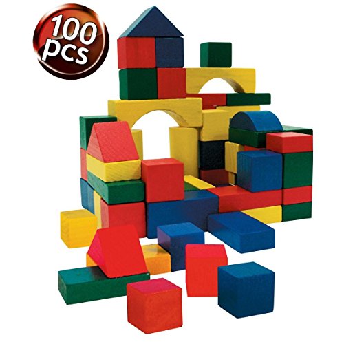 LIFETIME-90354 Block Madera en un Cubo con 100 Piezas (90354)