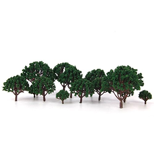 LIOOBO 20PCS Modelo árboles en Miniatura Paisaje Paisaje Tabla Verde Modelo árbol 3cm-8cm (Verde Oscuro)