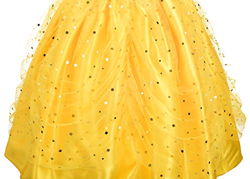 Lito Angels Disfraz de Princesa Belle para niña Fiesta de Disfraces de Halloween Vestidos de Cumple años Talla 5-6 años 229