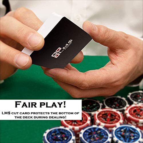 LMS Cartas de Póquer Plásticas con tarjeta de corte incluida - [2 x] juegos de 54 cartas - paquete doble en azul y rojo, impermeable y estable, cartas de juego profesionales en calidad de casino