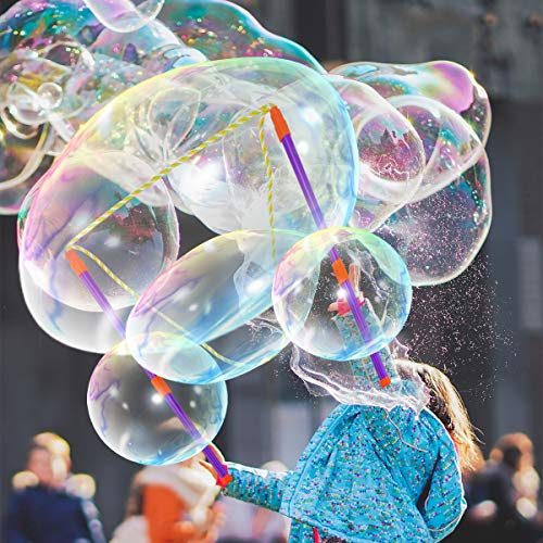 Locisne Varita de Burbujas de 2 Pares Varita de Burbujas Gigante para niños, diversión Grandes Juguetes de Varita de Burbujas enormes Verano al Aire Libre Jardín Actividad Juegos para niños Adultos