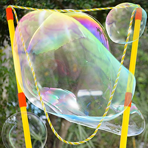 Locisne Varita de Burbujas de 2 Pares Varita de Burbujas Gigante para niños, diversión Grandes Juguetes de Varita de Burbujas enormes Verano al Aire Libre Jardín Actividad Juegos para niños Adultos