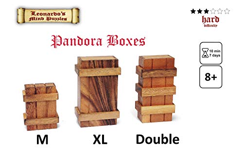 LOGICA GIOCHI Art. Caja de Pandora M - Caja Secreta - Dificultad 3/6 Difícil - Rompecabezas De Madera - Colección Leonardo da Vinci