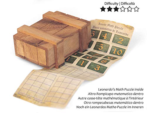 LOGICA GIOCHI Art. Caja de Pandora M - Caja Secreta - Dificultad 3/6 Difícil - Rompecabezas De Madera - Colección Leonardo da Vinci