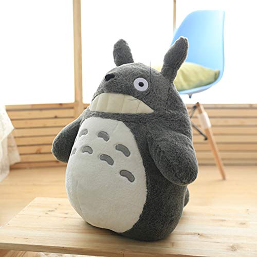 LONG-M 30-70Cm Kawaii Mi Vecino Totoro Juguetes de Peluche Suave Personaje de Anime Totoro Muñeca con Hoja de Dientes Juguetes para Niños,30cm