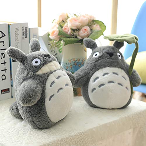 LONG-M 30-70Cm Kawaii Mi Vecino Totoro Juguetes de Peluche Suave Personaje de Anime Totoro Muñeca con Hoja de Dientes Juguetes para Niños,30cm