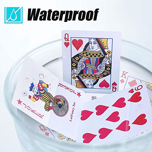 LotFancy Playing Cards Poker con Estuche Plástico, 100% Plástico Resistente al Agua, 2 Piezas índice de Tamaño de Póker Estándar para Juegos de Playa Piscina Agua
