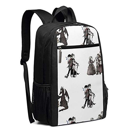 Lsjuee The Fellowship of Tim Burton 's Merlin Backpack Unisex School Daily Mochila Ligera Casual Travel Outdoor Camping Daypack
