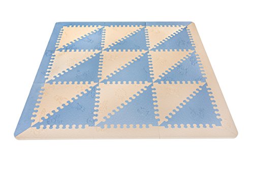 LuBabymats - Alfombra puzzle infantil para bebés de Foam (EVA), suelo extra acolchado para niños, color azul y beige