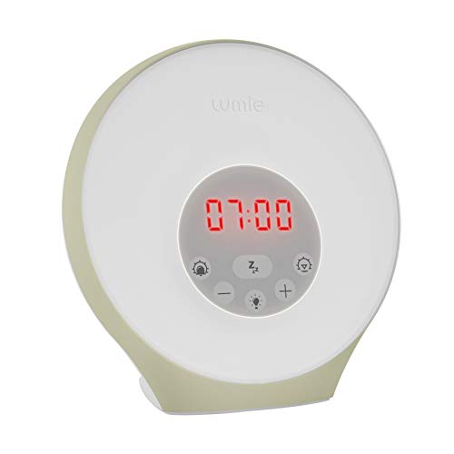 Lumie NSRAE-0000 Lumie Sunrise Alarm – Simulación de Amanecer y Anochecer Graduales, Alarma Despertador con Luz, 5 Sonidos, 6 Colores de Luz Ambiental