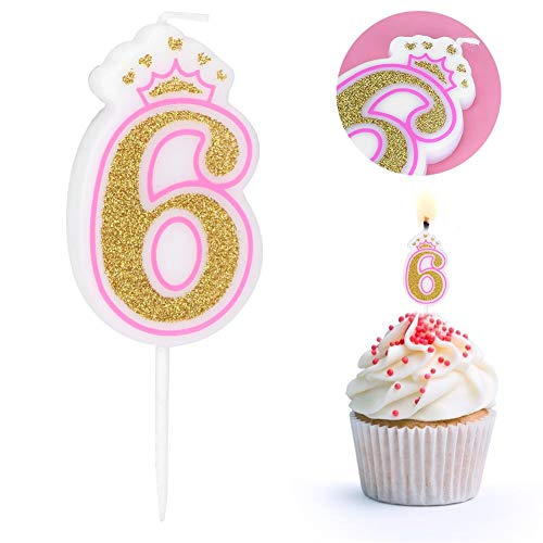 LZKW Velas de Pastel de números de 0 a 8 años, Vela de cumpleaños, Velas de números, Recuerdos de Fiesta para Fiestas temáticas, Suministros para Fiestas(6)
