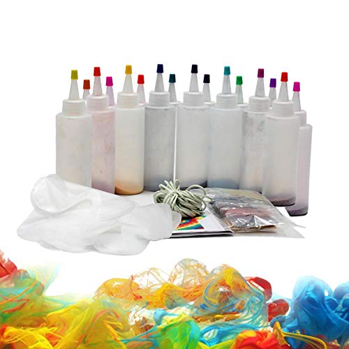 MANGGUO Kit Tie-Dye con Guantes de Botella de Tinte Permanente Tie Dye Tela Vibrante Caja Fuerte de Camisa no tóxica DIY Moda Kit de Tinte Ropa Graffiti Dye