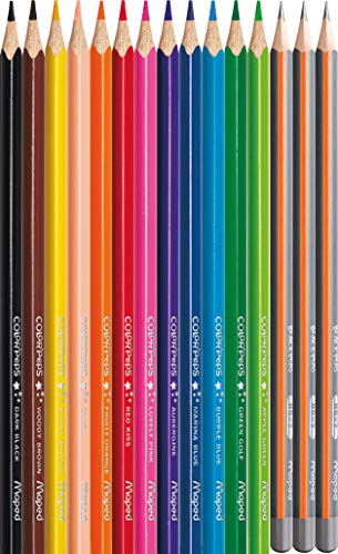 Maped 832272-12 lápices de colores, lápices de colores y 3 lápices GRAPH'PEPS