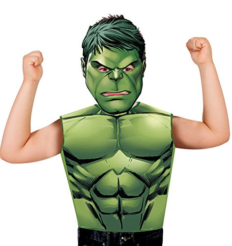 Marvel - Disfraz de Hulk set de fiesta camiseta + máscara, talla única S-M 3-6 años (Rubie's 620970)