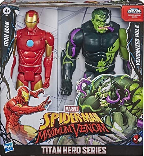 Marvel Titan Hero 12-inch Spider-Man Maximum Venom Series 2-Pack Iron Man vs Venomized Hulk